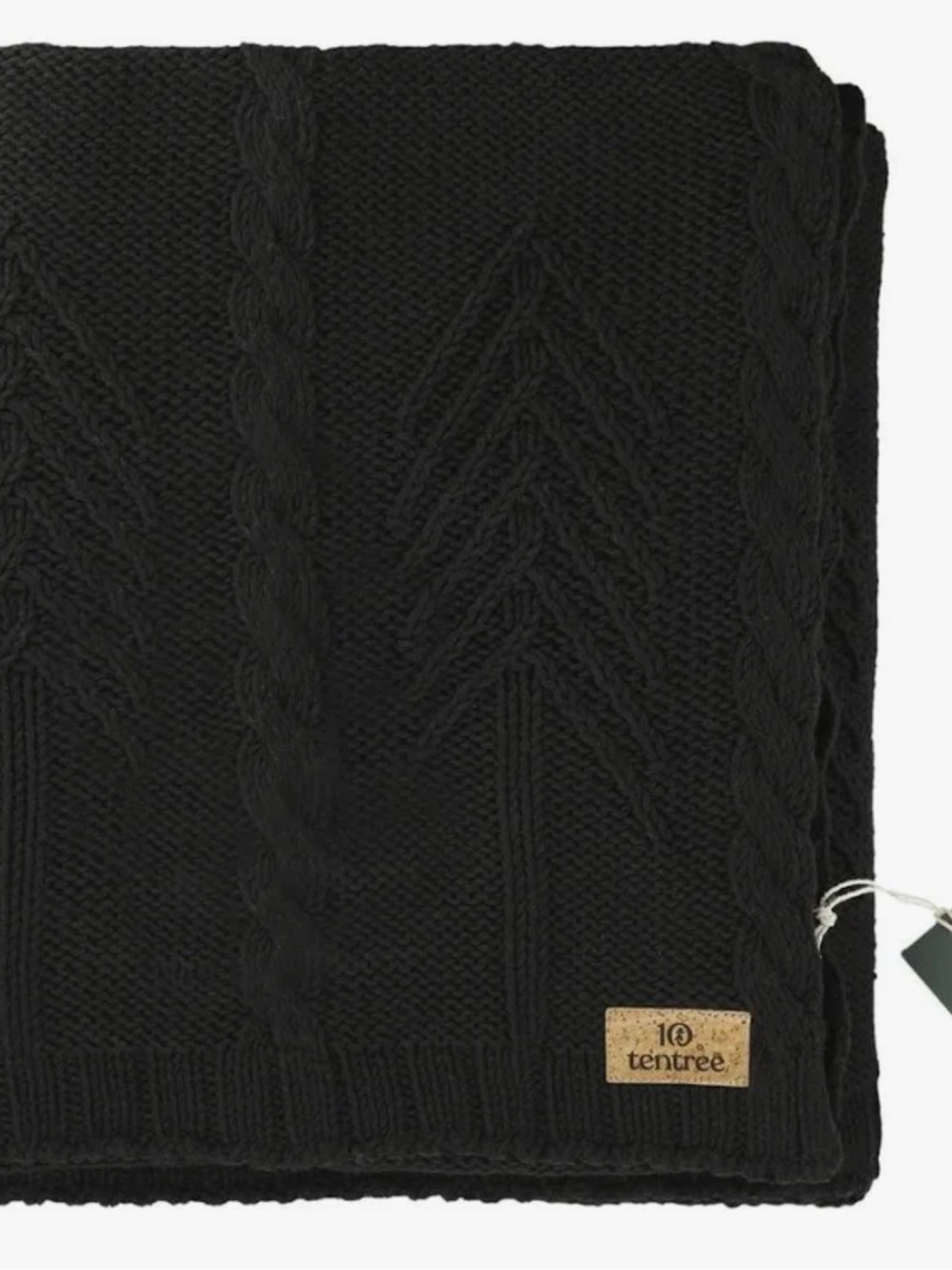tentree black cable knit blanket